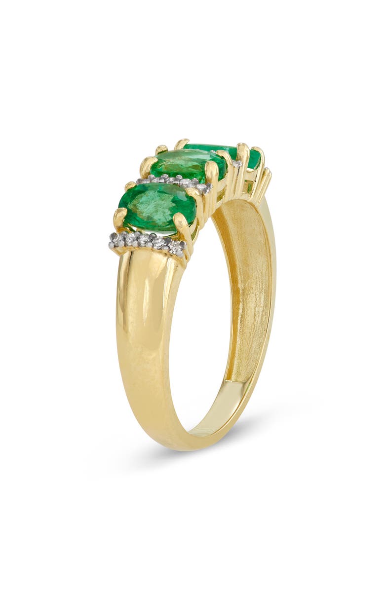 FZN 10K Gold Diamond & Genuine Stone Ring - 0.10ct., Alternate, color, Emerald