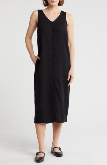 Shop Melrose And Market Button Front Midi Dress In Black