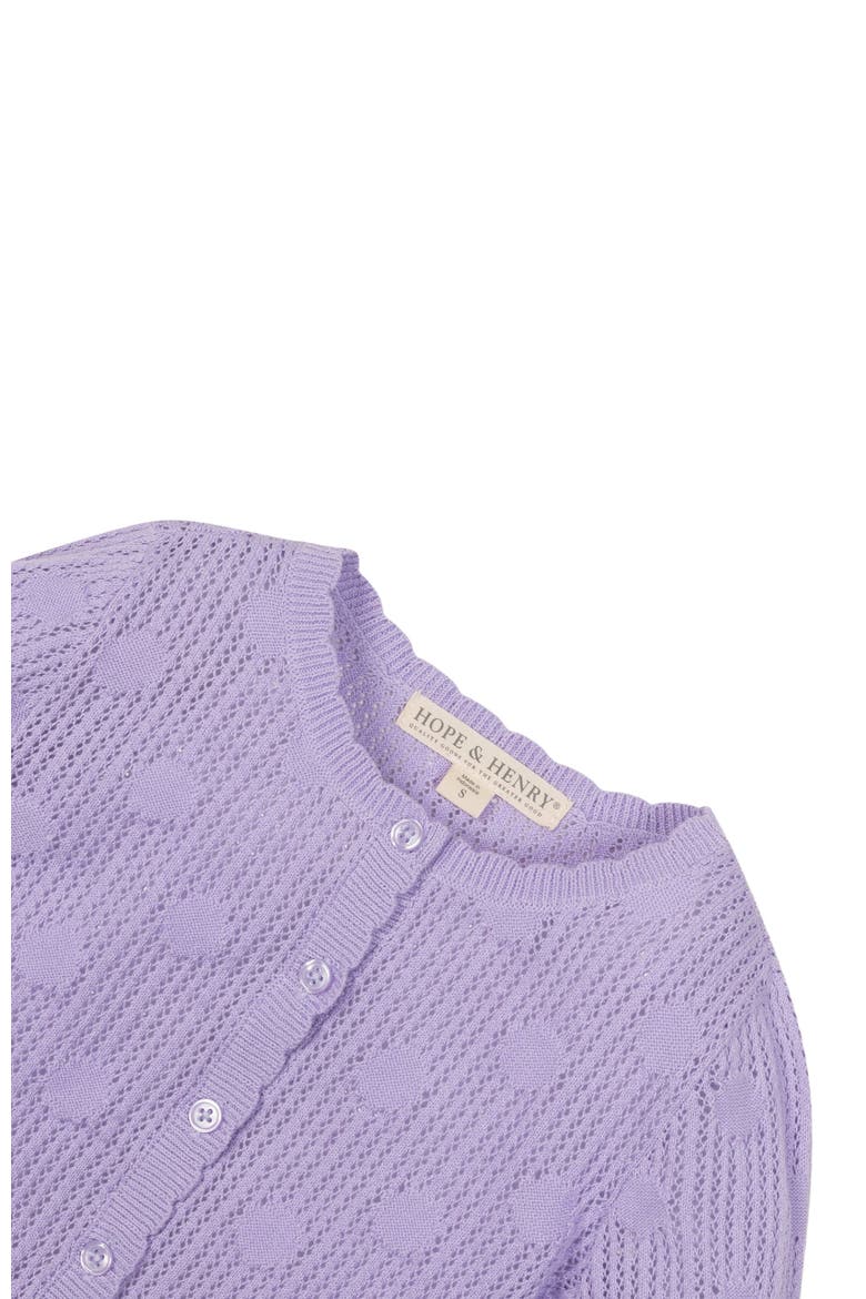 Girls' Organic Scallop Edge Cardigan, Kids, Alternate, color, Lavender Mesh Dot