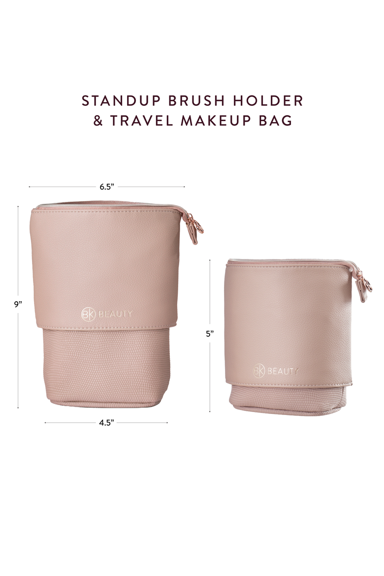 Standup Brush Holder & Travel Makeup Bag, Alternate, color, Blush