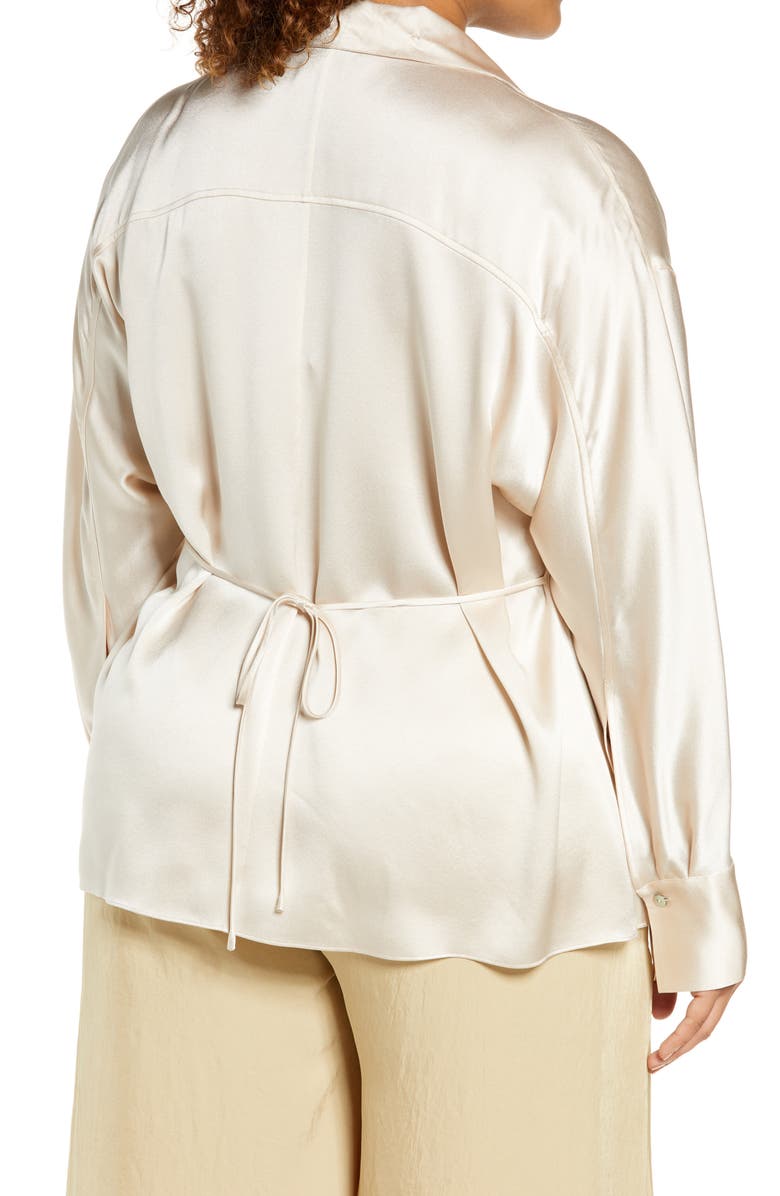 Vince Tie Back Silk Blouse, Alternate, color,