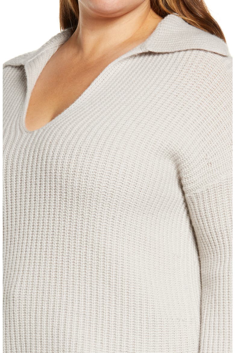 Collared Wool & Cashmere Sweater, Alternate, color, STERLING