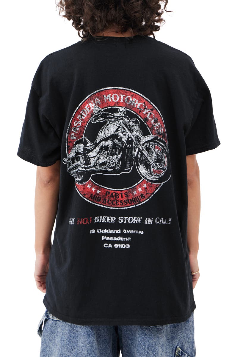 BDG Urban Outfitters Pasadena Moto Cotton Graphic T-Shirt, Alternate, color, Black