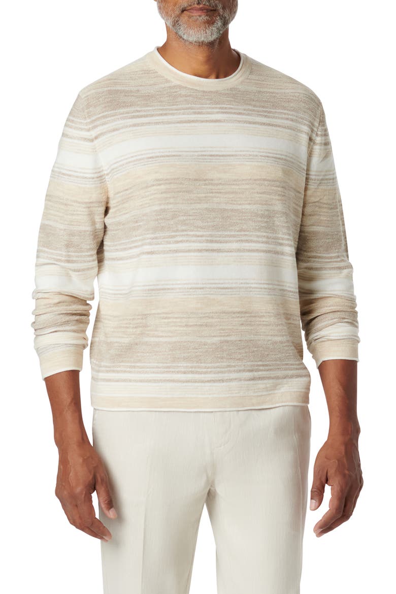 Stripe Crewneck Cotton Sweater, Main, color, BEIGE