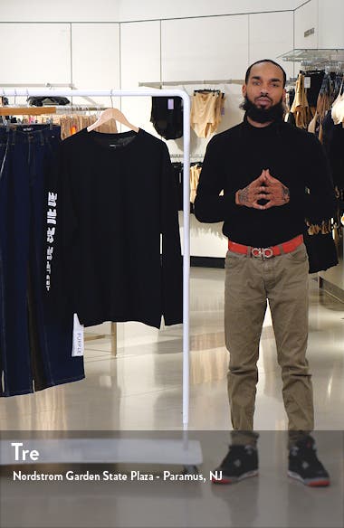 Textured Long Sleeve Logo Cotton Jersey Graphic T-Shirt