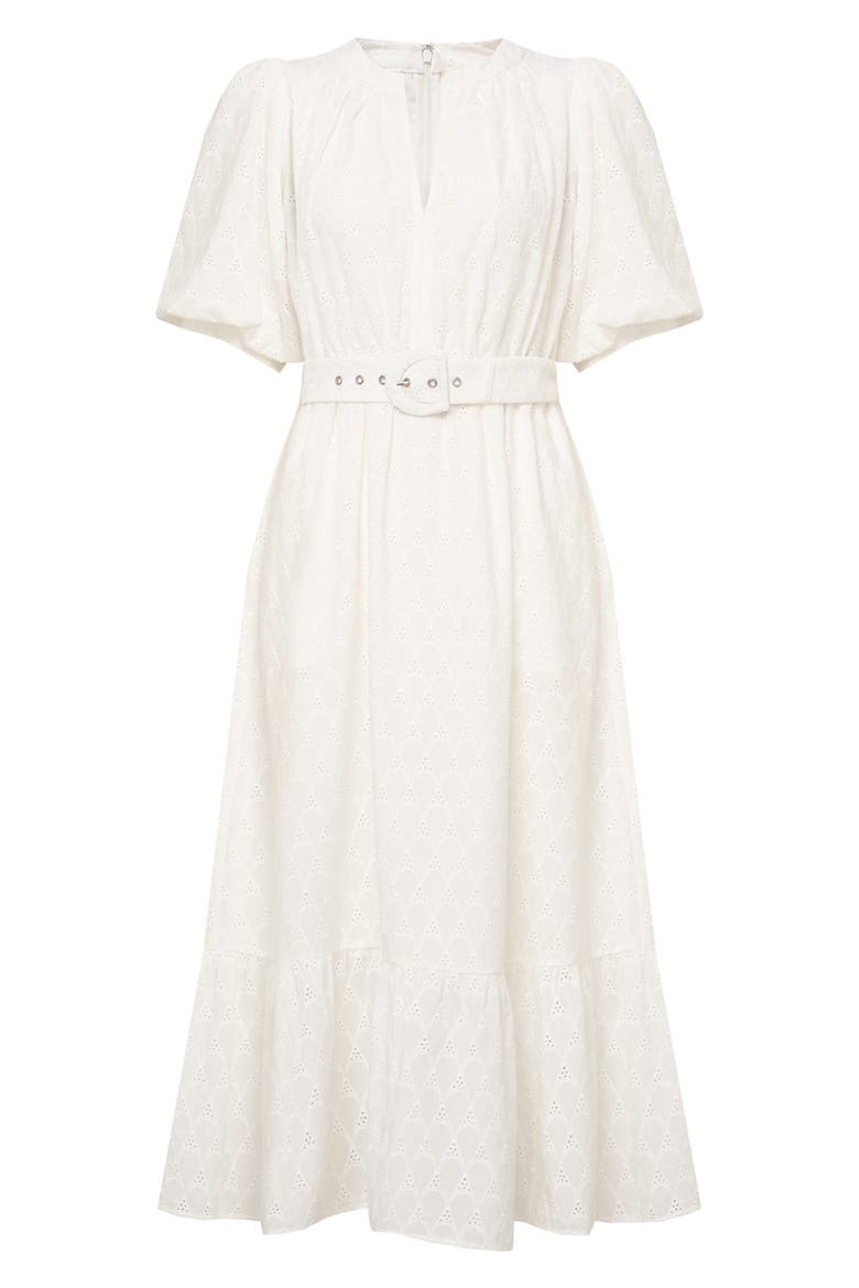 Polina Cotton Eyelet Midi Dress, Alternate, color, IVORY