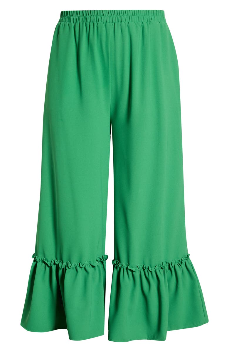SUGARLIPS Ryder Ruffle Wide Leg Cotton Knit Pants, Alternate, color, Green