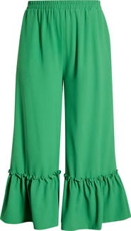 SUGARLIPS Ryder Ruffle Wide Leg Cotton Knit Pants