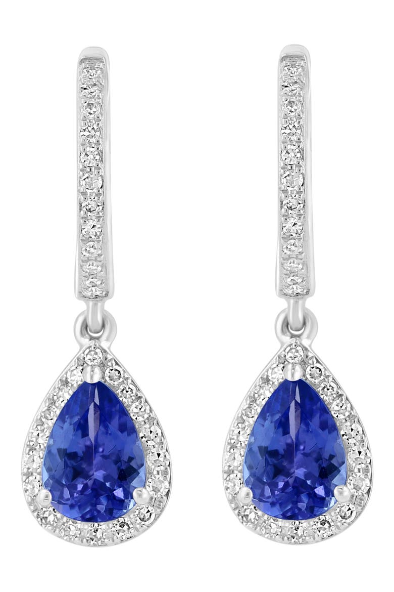 Sterling Silver Tanzanite & Diamond Drop Earrings, Alternate, color, PURPLE