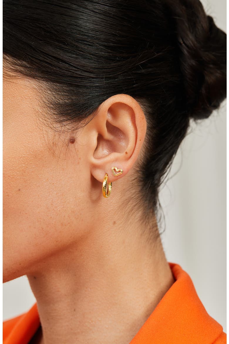 14K Gold Heart Stud Earrings (Nordstrom Exclusive), Alternate, color, 14KY