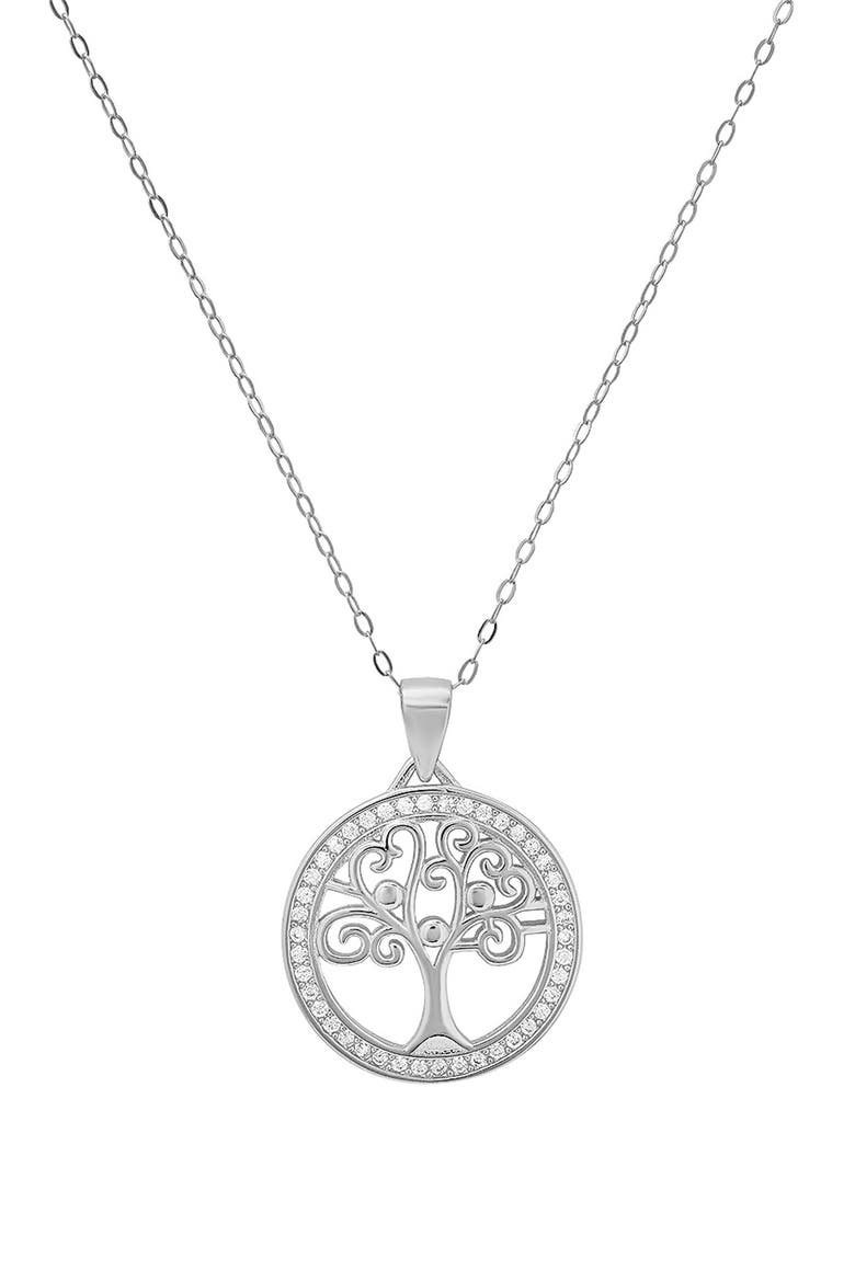 Sterling Silver Tree of Life CZ Pendant Necklace, Main, color, SILVER