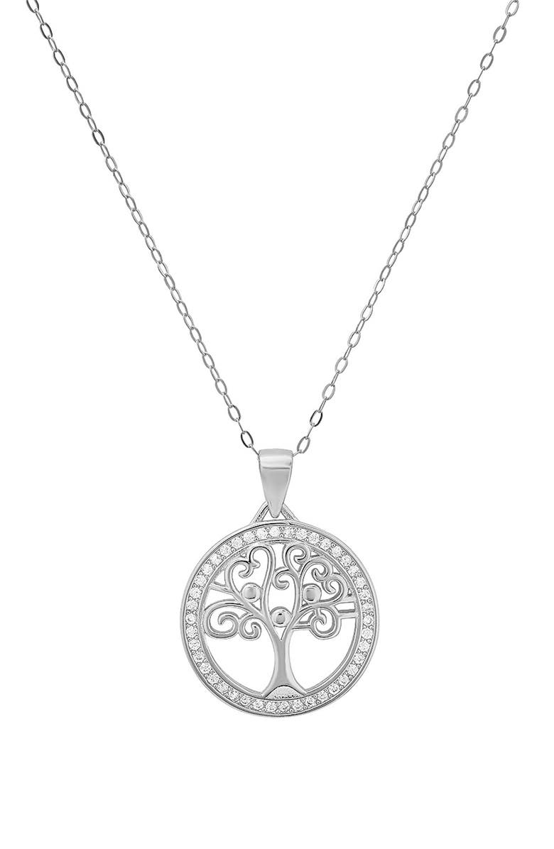 Queen Jewels Sterling Silver Tree of Life CZ Pendant Necklace, Main, color, Silver