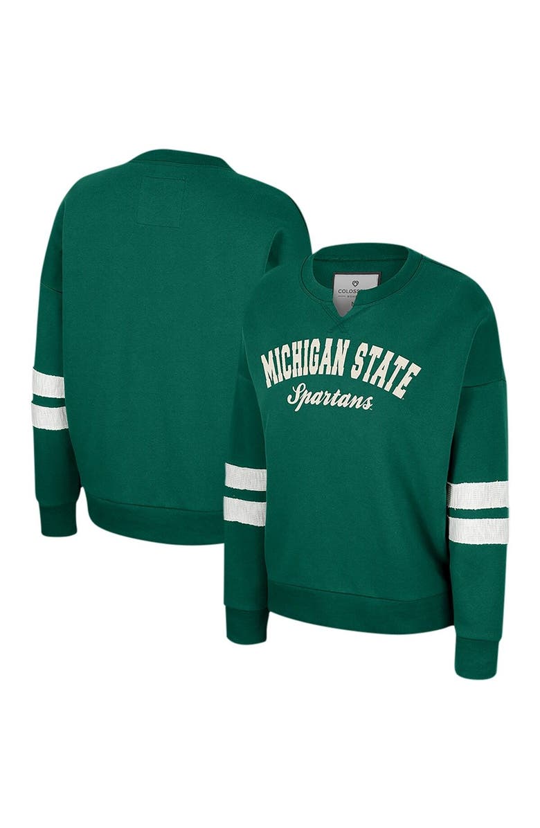 COLOSSEUM Women's Colosseum Green Michigan State Spartans Perfect Date Notch Neck Pullover Sweatshirt, Main, color, Green
