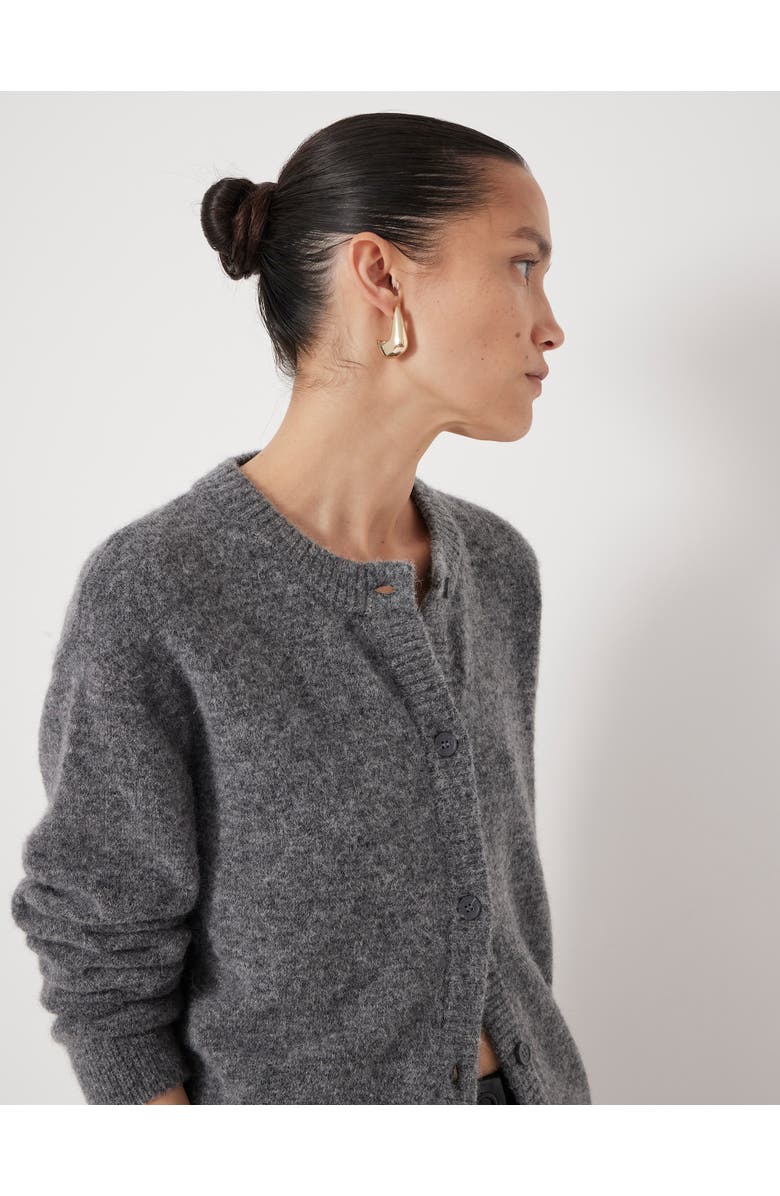 Hush Crew Neck Boxy Wool Blend Cardigan, Alternate, color, Mid Grey Marl