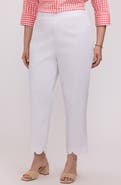 Foxcroft Elaine Scallop Hem Cotton Blend Crop Pants