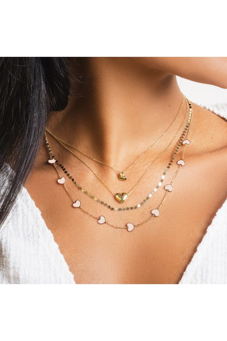 Pink Pearl Heart Station Necklace, Alternate, color, Pink Pearl