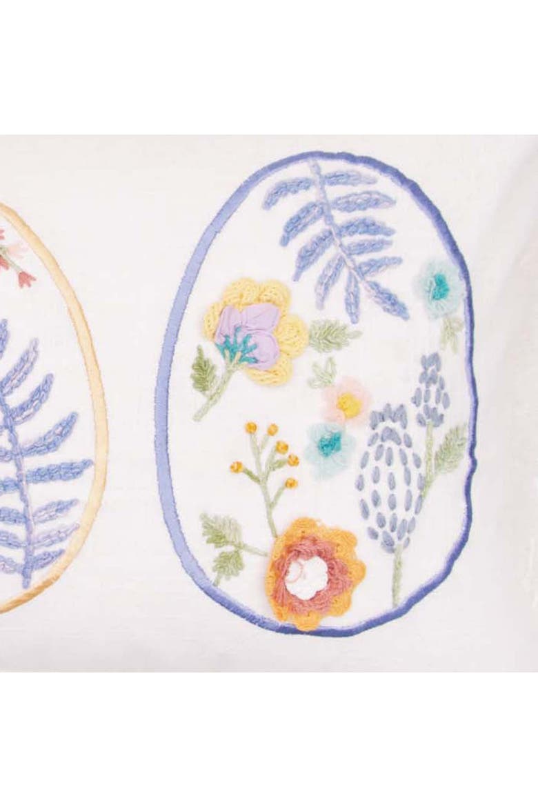 Rosebud Floral Easter Eggs Trio Egg Fringed Throw Pillow, 12" x 24", Alternate, color, Yellow