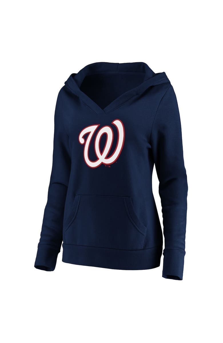 FANATICS Women's Fanatics Branded Navy Washington Nationals Official Logo Crossover V-Neck Pullover Hoodie, Alternate, color, Navy