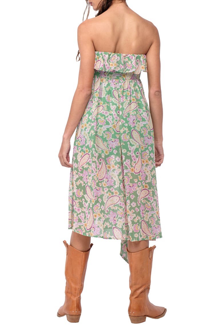 Strapless Ruffle Midi Dress, Alternate, color, LIGHT GREEN