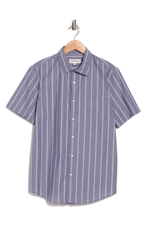 Cotton Poplin Short Sleeve Button-Up Shirt