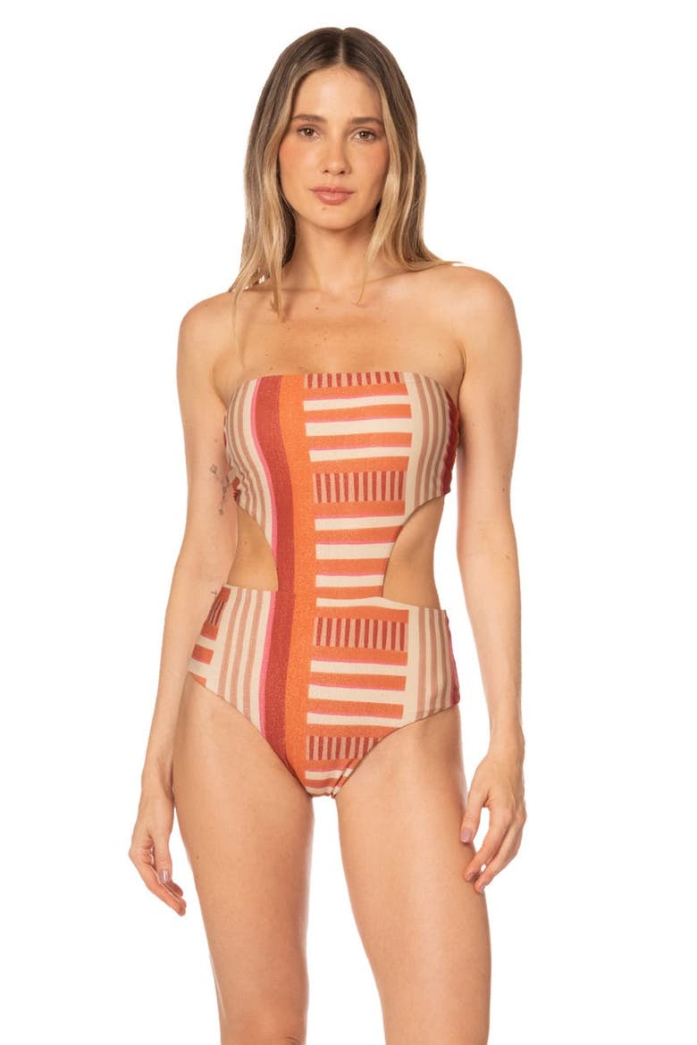 Sunset Bazaar Stripes Print Rocky Trikini One Piece, Alternate, color, Sunset Stripes