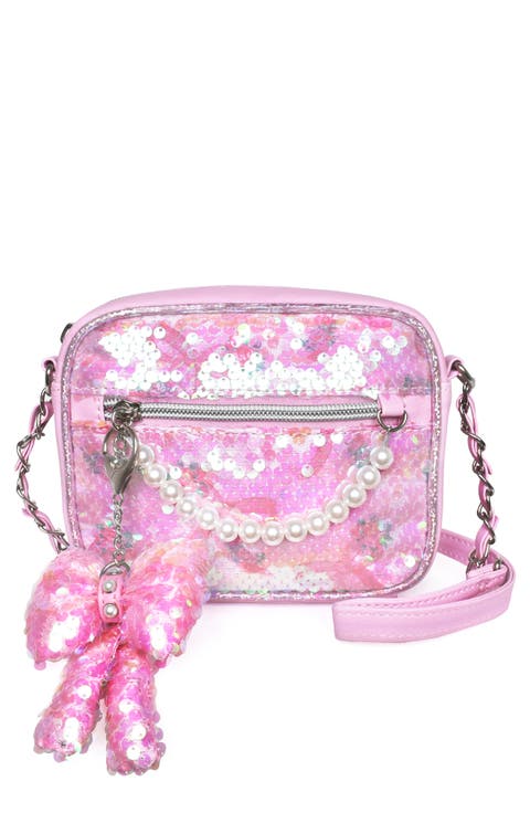 Kids' Bow Charm Sequin Crossbody Bag