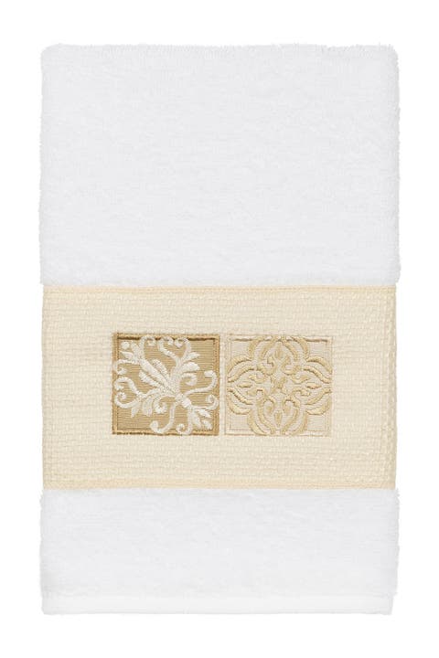 Vivian Embellished Hand Towel - White
