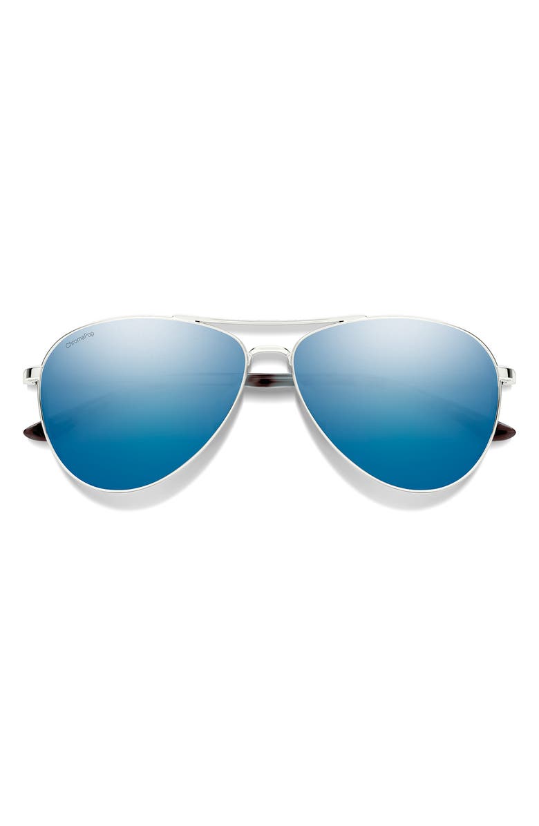 Smith Langley II 61mm ChromaPop<sup>™</sup> Polarized Aviator Sunglasses, Main, color, Silver / Blue Mirror