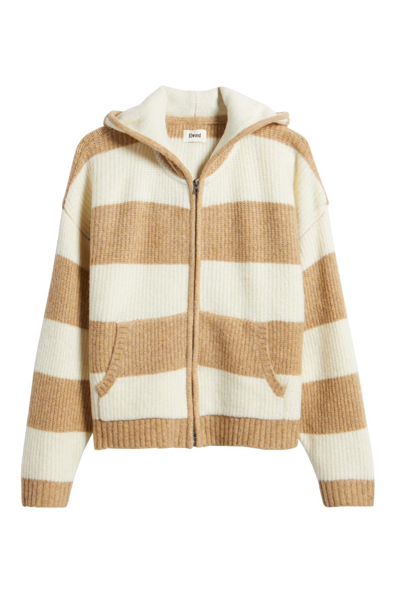 Stripe Zip Sweater Hoodie, Alternate, color, BROWN STRIPE
