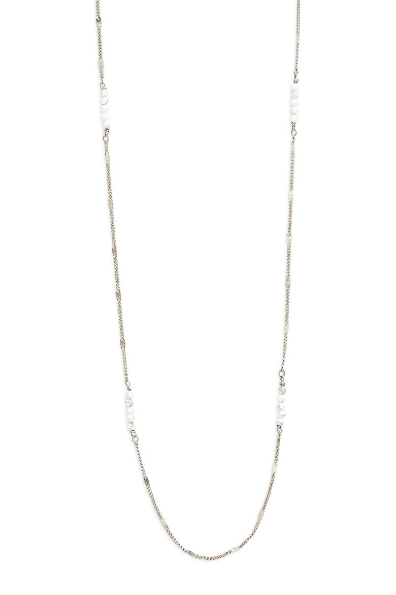 Beaded Station Necklace, Alternate, color, WHITE/ PALLADIUM