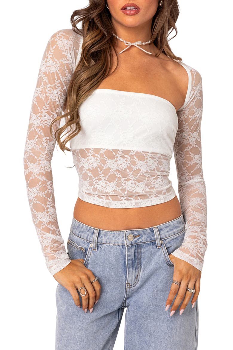 Addison Sheer Long Sleeve Lace Top (Women) | Nordstrom