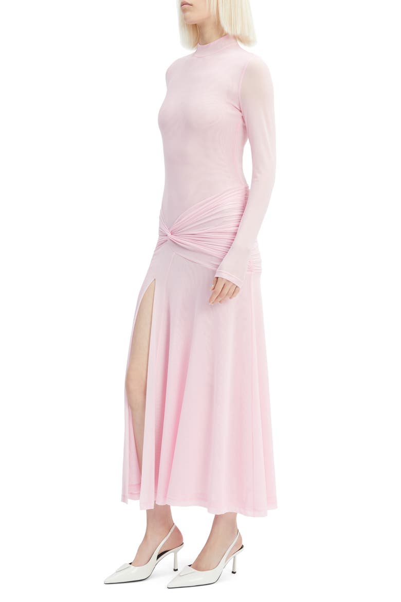 Lea Long Sleeve Mesh Midi Dress, Alternate, color, LIGHT PINK