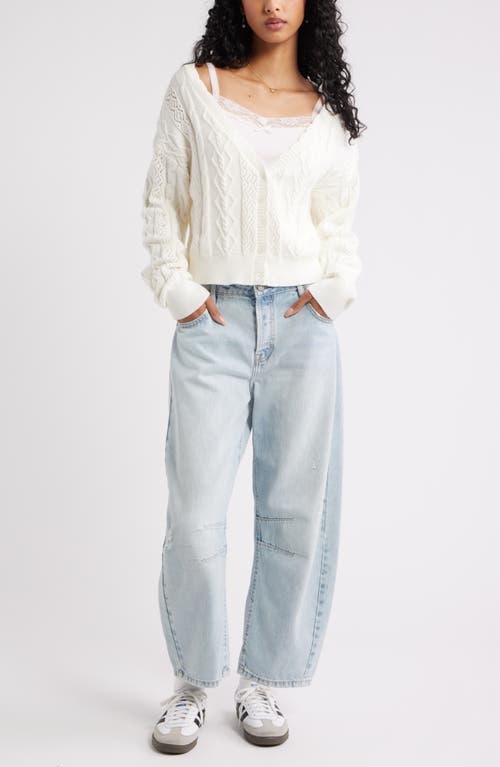 Bp. Mixed Stitch Cardigan In White