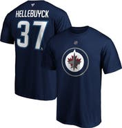 FANATICS Men's Fanatics Connor Hellebuyck Navy Winnipeg Jets Authentic Stack Name & Number T-Shirt