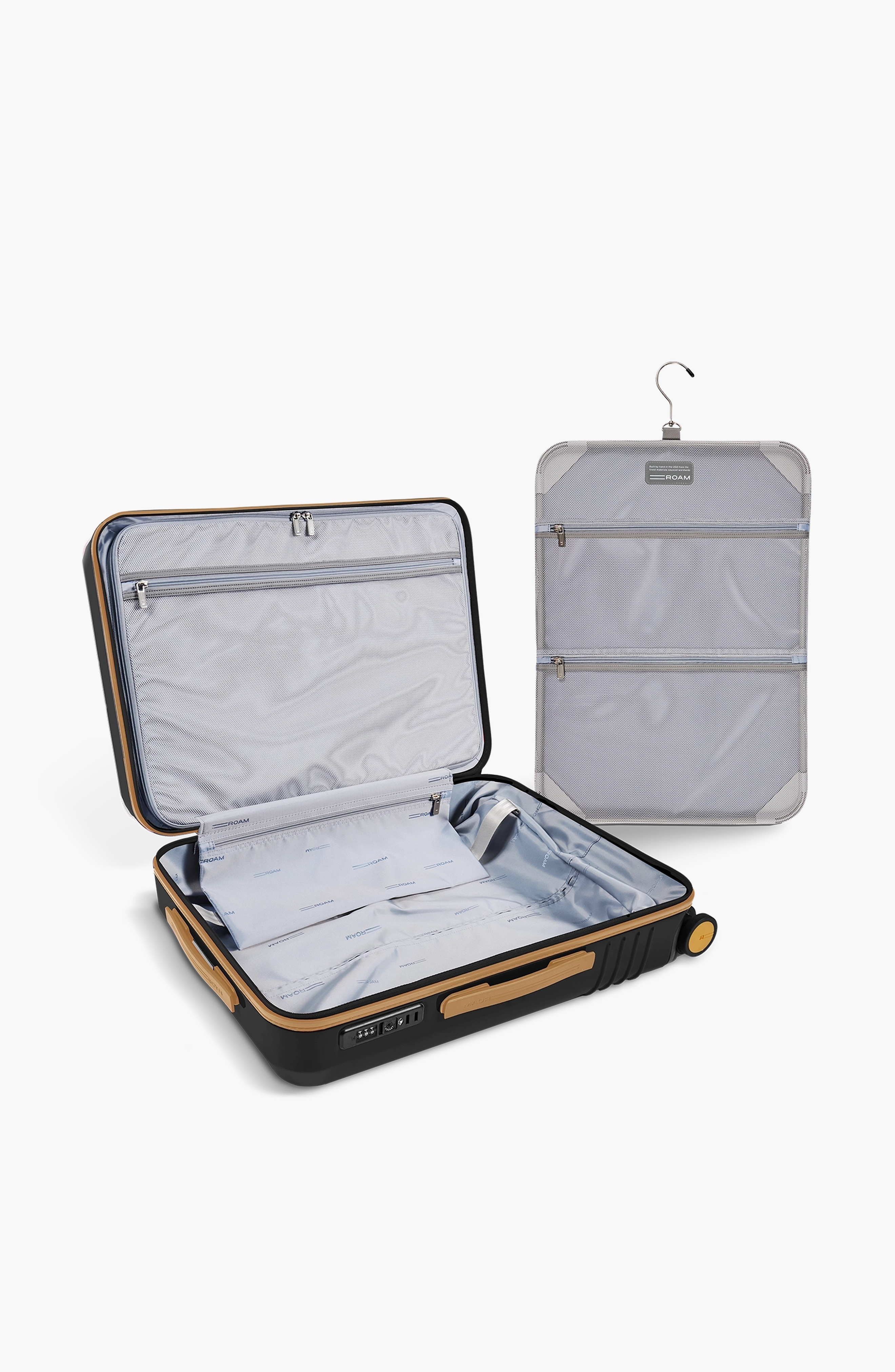 ROAM Luggage Large Carry-On Luggage, Alternate, color, Black Gloss / Tan Trim