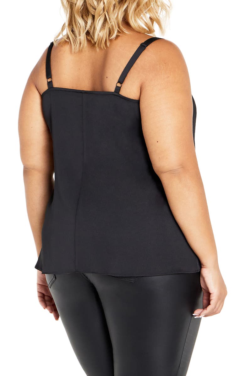 City Chic Dakota Imitation Pearl Cowl Neck Camisole, Alternate, color, Black
