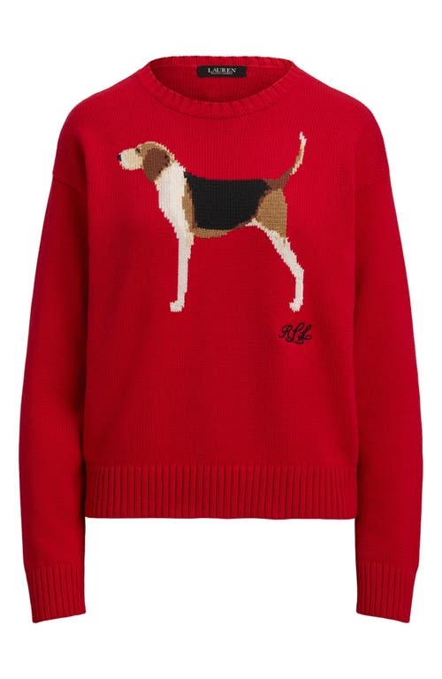Ralph Lauren Intarsia-knit Foxhound Cotton Sweater In Red