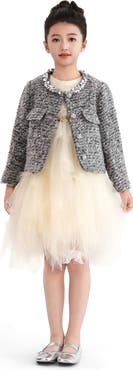 Tulleen Bouclé Jewel-Collar Jacket