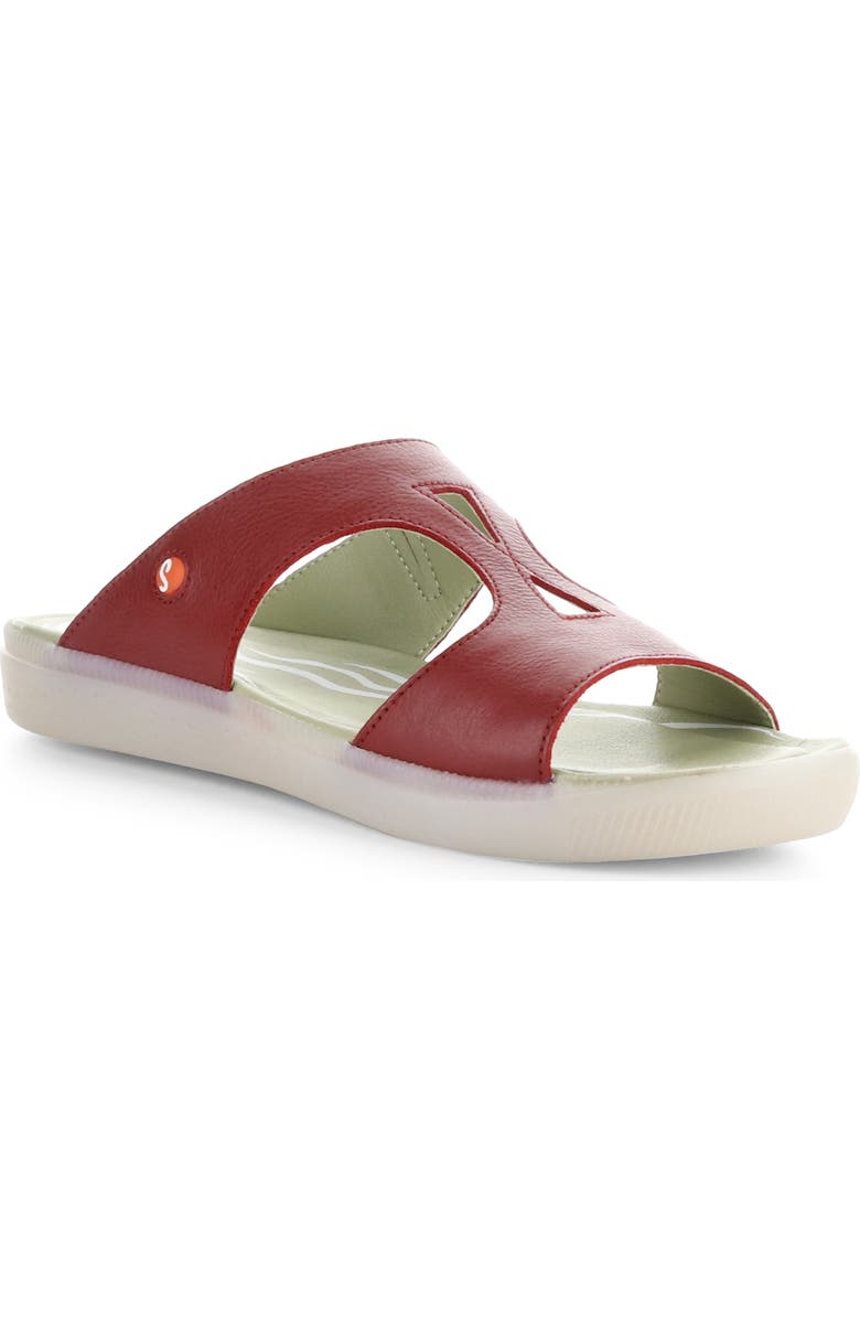 Softinos by Fly London Inbe Slide Sandal, Main, color, 002 Red Smooth Leath