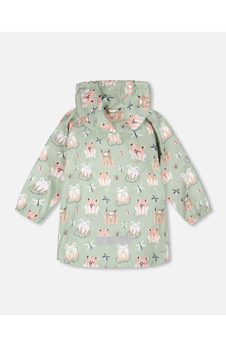 Deux par Deux Polyurethane Frog Rain Jacket, Alternate, color, Green With Frog Print