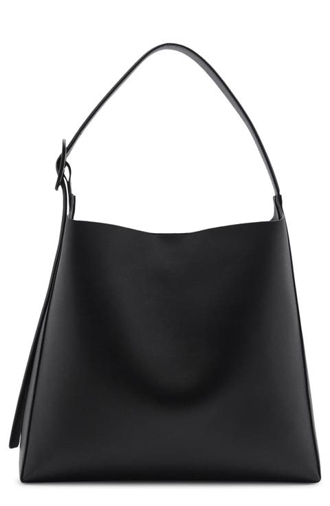 Buckle Faux Leather Shopper Bag
