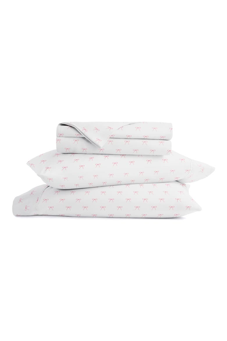 Kaycie Gray Pink Bows Microfiber Sheet Set, Main, color, PINK BOWS