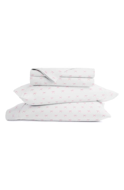 Kaycie Gray Pink Bows Microfiber Sheet Set