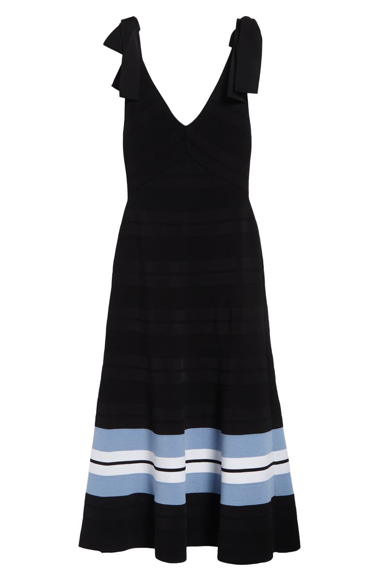 Carolina Herrera Tie Shoulder Fit & Flare Dress, Alternate, color, Black Multi