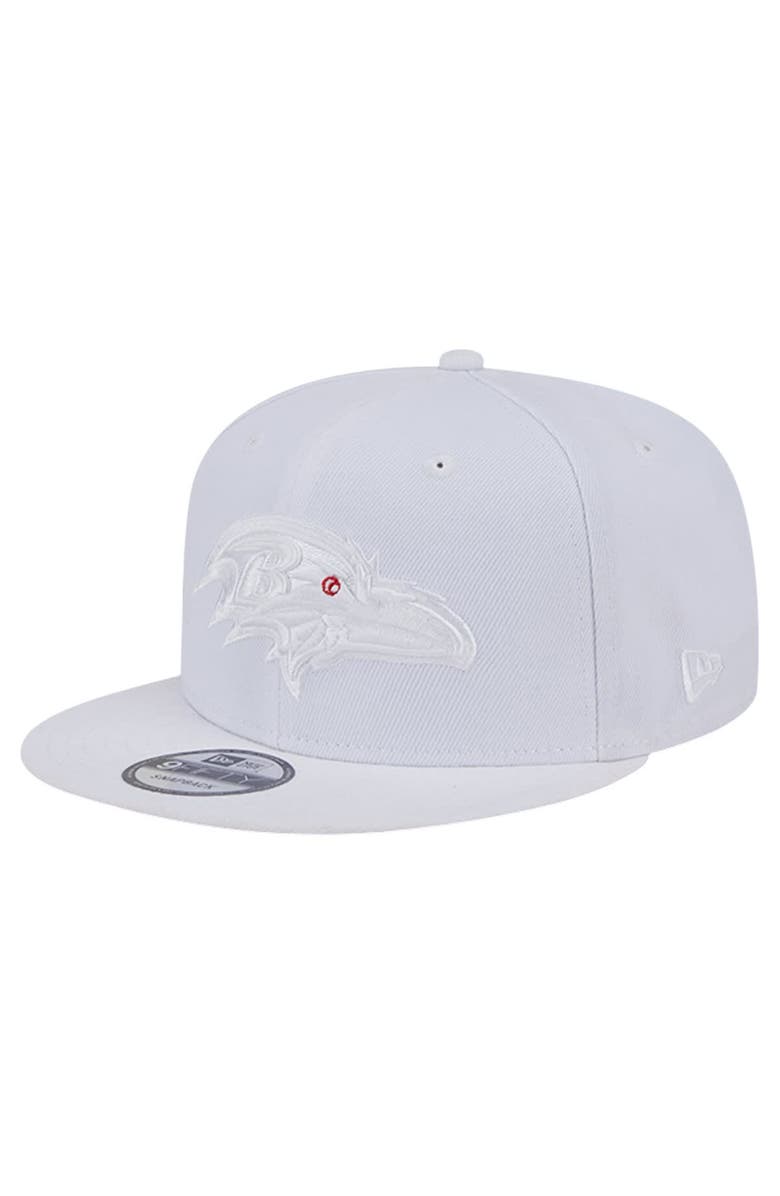New Era Men's New Era Baltimore Ravens Main White on White 9FIFTY Snapback Hat, Main, color, White
