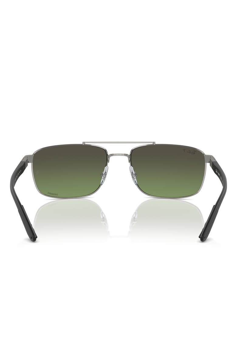 Ray-Ban 60mm Polarized Rectangular Sunglasses, Alternate, color, Gunmetal