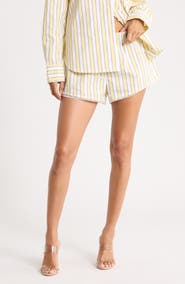 Good American Poplin Lace Trim Stripe Boxer Shorts