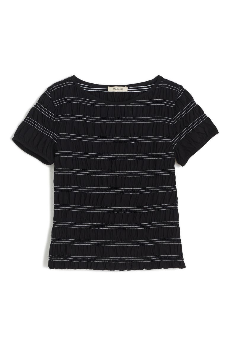 Smocked Short Sleeve Top, Main, color, JET BLACK