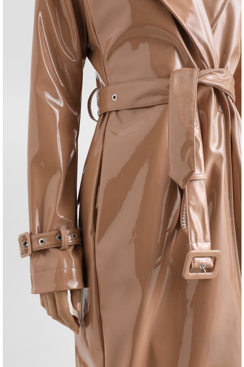 Faux Leather Trench Coat, Alternate, color, M0179 POWDER