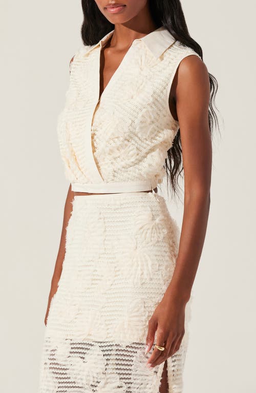 Astr The Label Sol Collar Wrap Crop Top In Cream